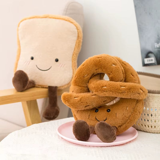 Cute Plush Toast Bread Pretzel Croissant Baguette Toy Stuffed Food Bread Soft Doll Kids Comfort Toys Birthday Gift