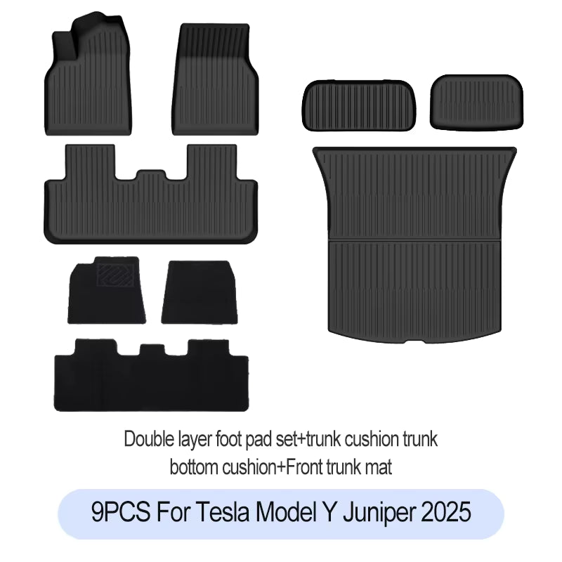 For Tesla New Model Y Juniper 2025+ TPE Floor Mats Waterproof Luggage Mat Wear-Resistant Foot Pads Modely Trunk Mats Accessories