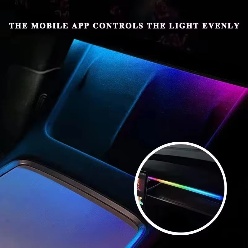 Dynamic RGB Ambient Lighting Module for Tesla Model 3/Y - 2-in-1 Dashboard Decorative LED with 60 Seconds Automatic Shut-off