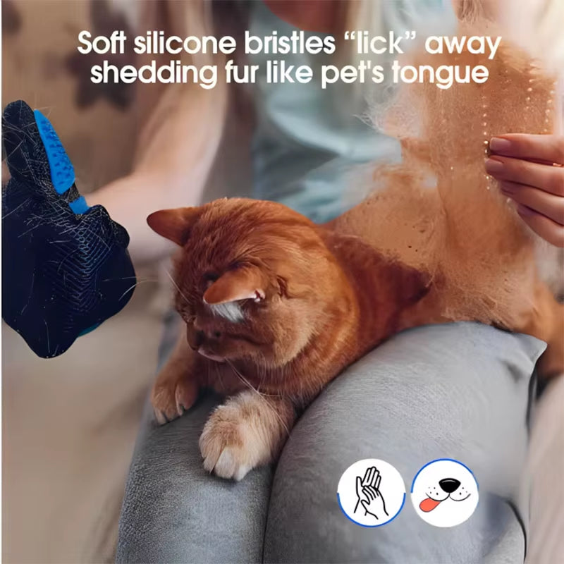 Pet Grooming Glove for Dogs and Cats - Deshedding Hair Remover and Massage Brush