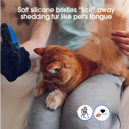 Pet Grooming Glove for Dogs and Cats - Deshedding Hair Remover and Massage Brush