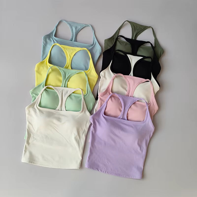 Professional Sports and Fitness Vest with Chest Pad - Summer Shockproof Yoga and Pilates Top
