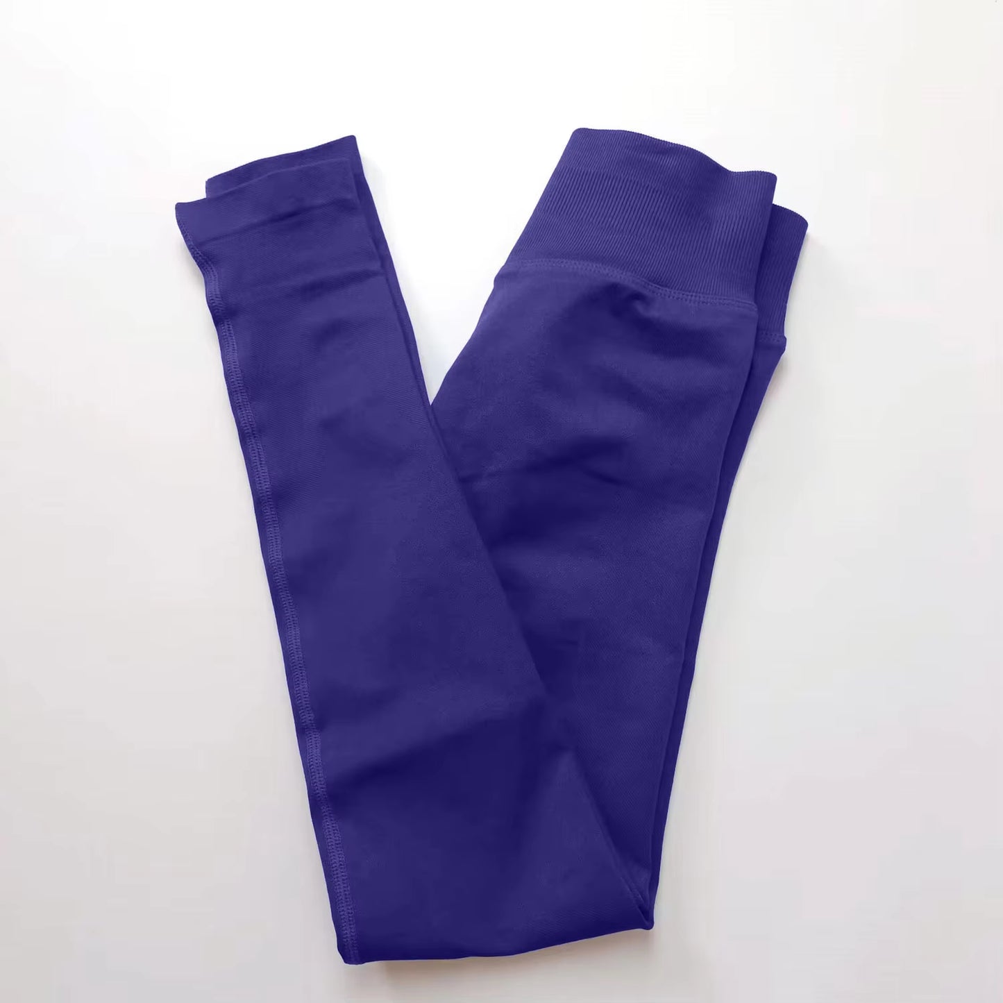 Women's Seamless Impact Leggings with Low Ribbed Band for Yoga and Fitness Workouts