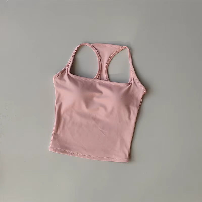 Professional Sports and Fitness Vest with Chest Pad - Summer Shockproof Yoga and Pilates Top