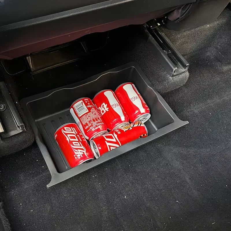 Underseat Storage Box for Tesla Model Y 2021-2024 Seats Drawer TPE Hidden Storage Tray Push Pull Car Organizer Car Accessories