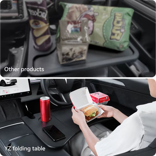 Portable Table Desk for Tesla Model 3/Y Highland Juniper (2021-2026) - Steering Wheel Laptop and Food Tray