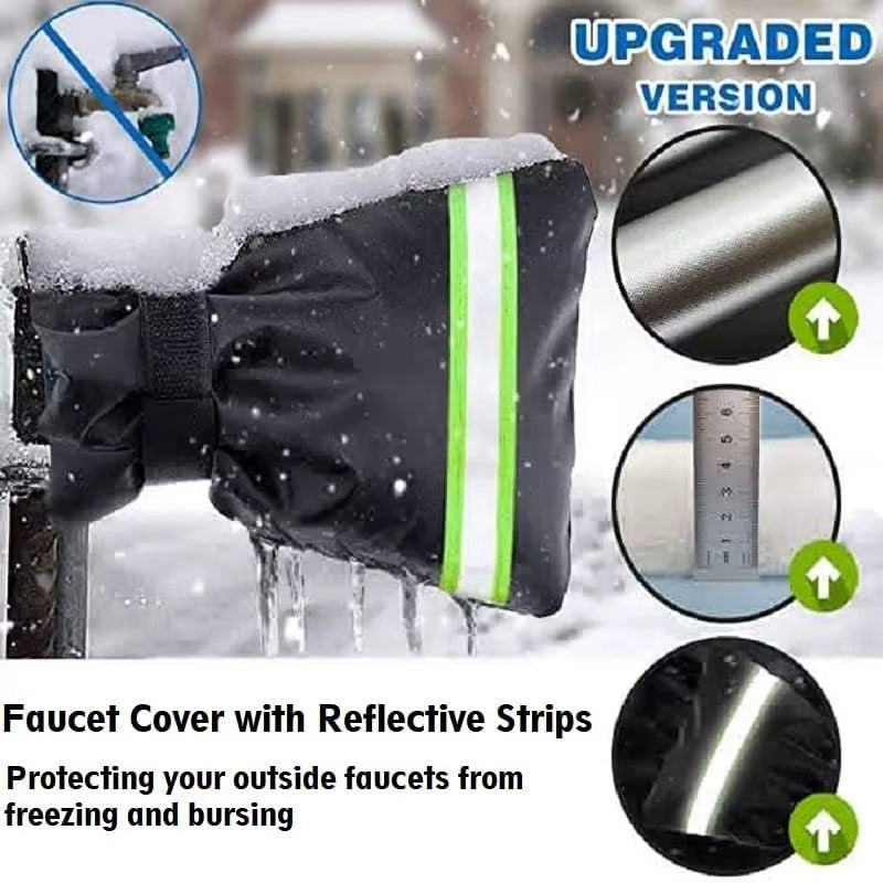 2Pcs, Outdoor Faucet Cover Socks for Winter Freeze Protection,Spigot Coverwith Reflective Strips, Thickened Anti-Freeze Outdoor