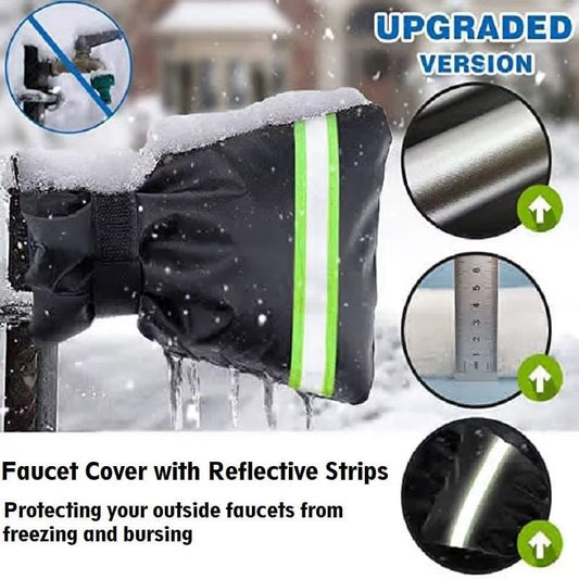 2Pcs, Outdoor Faucet Cover Socks for Winter Freeze Protection,Spigot Coverwith Reflective Strips, Thickened Anti-Freeze Outdoor