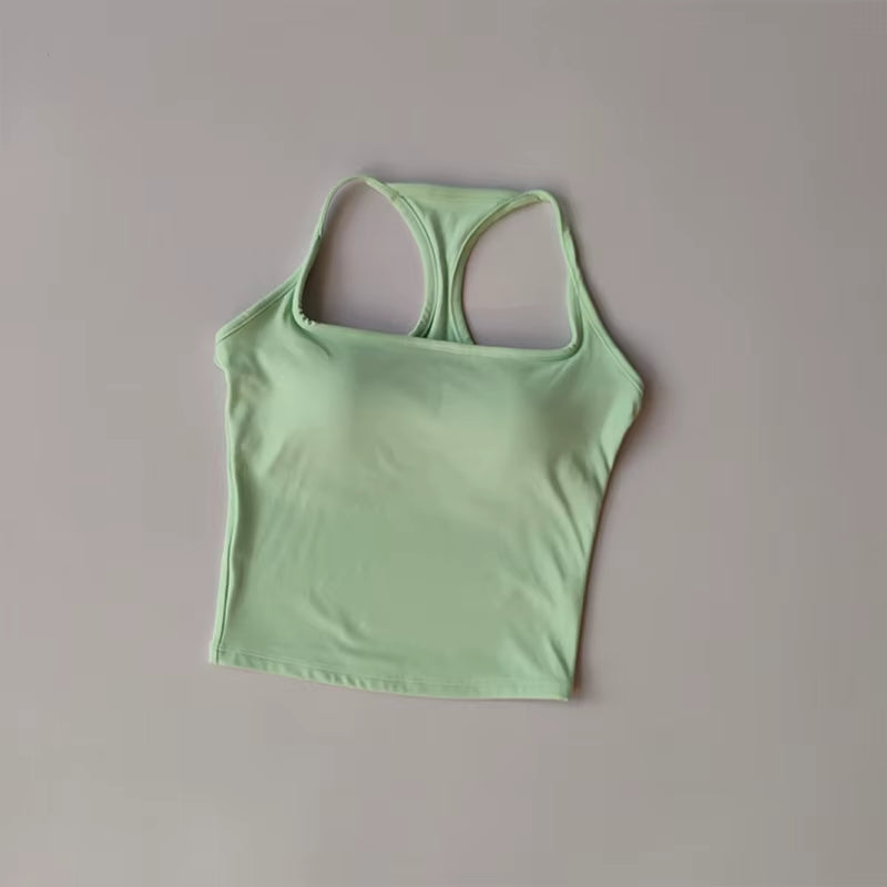 Professional Sports and Fitness Vest with Chest Pad - Summer Shockproof Yoga and Pilates Top