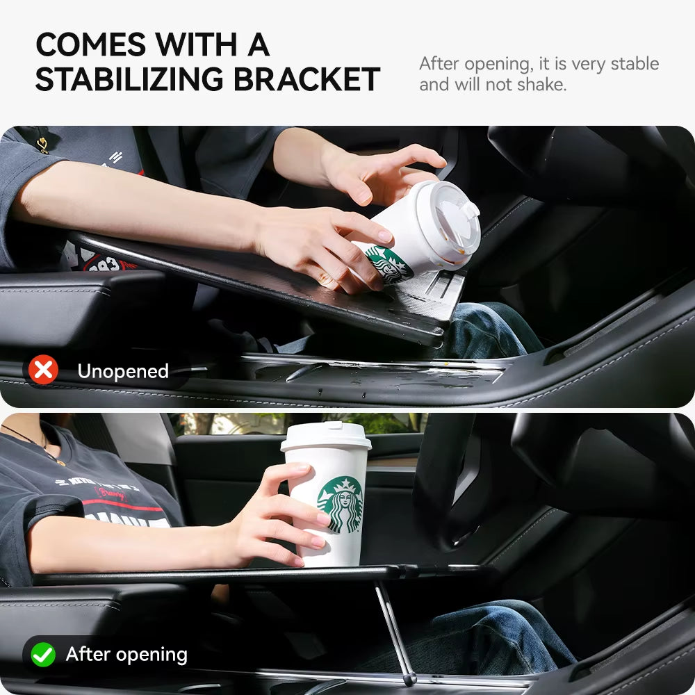 Portable Table Desk for Tesla Model 3/Y Highland Juniper (2021-2026) - Steering Wheel Laptop and Food Tray