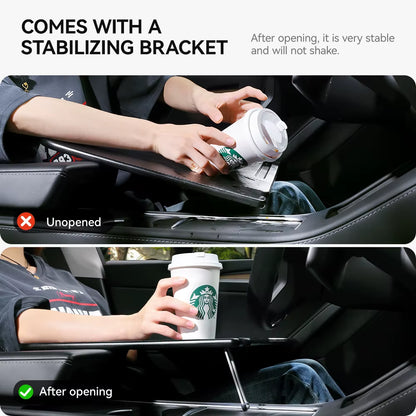 Portable Table Desk for Tesla Model 3/Y Highland Juniper (2021-2026) - Steering Wheel Laptop and Food Tray