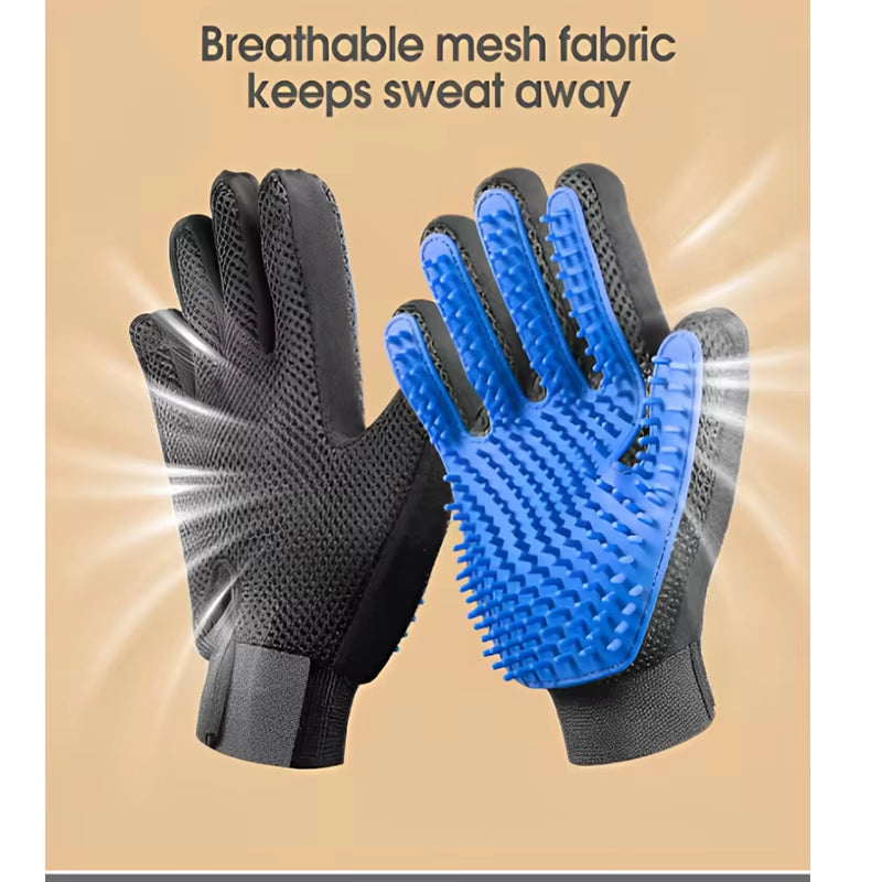Pet Grooming Glove for Dogs and Cats - Deshedding Hair Remover and Massage Brush