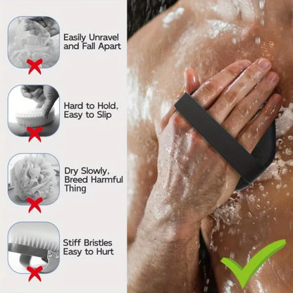 NEW Bath Soft Silicone Back Brush Bath Shower Sponge Scrubbing Brush with Handle Exfoliating Scrub Skin Exfoliating Brushes