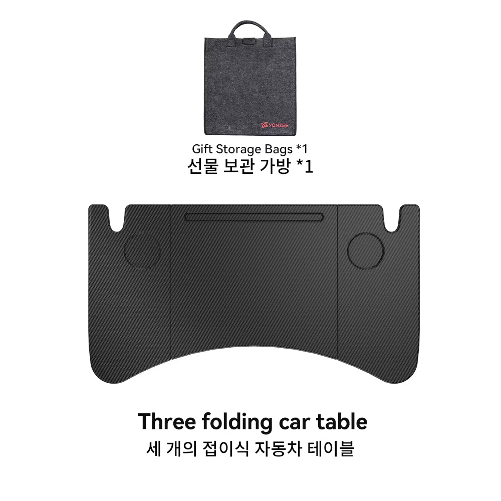Portable Table Desk for Tesla Model 3/Y Highland Juniper (2021-2026) - Steering Wheel Laptop and Food Tray