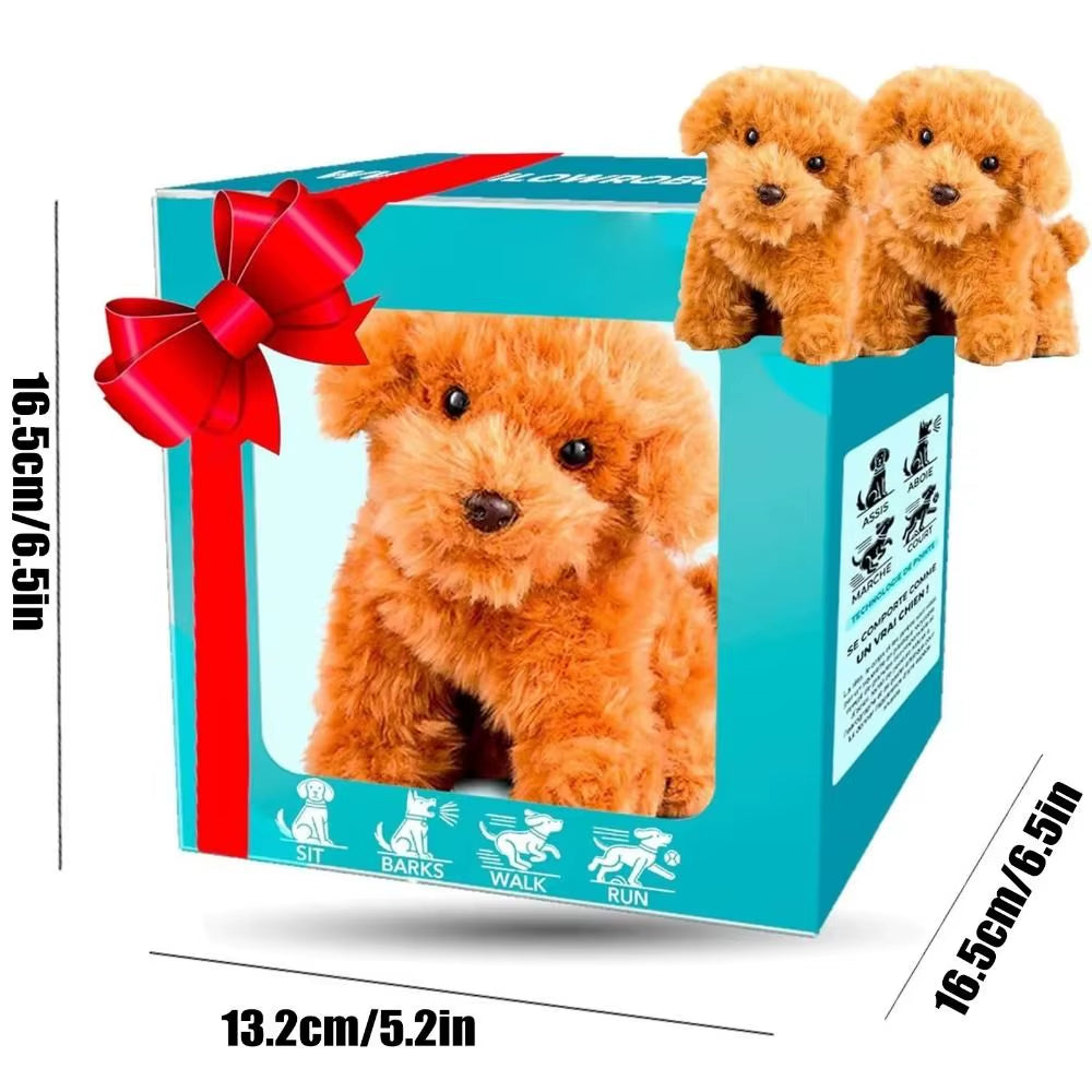 Stuffed Animals Realistic Robotic Puppy Tail Wagging Interactive Plush Robot Dog Soft Plush Barking Walking Dog Toy Kids Gift