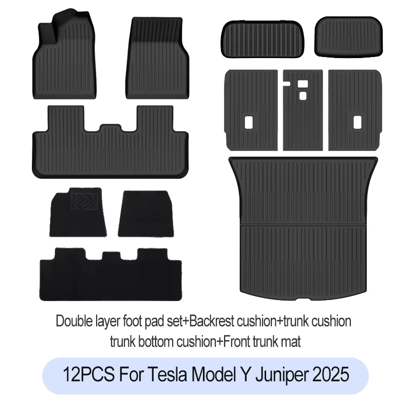 For Tesla New Model Y Juniper 2025+ TPE Floor Mats Waterproof Luggage Mat Wear-Resistant Foot Pads Modely Trunk Mats Accessories