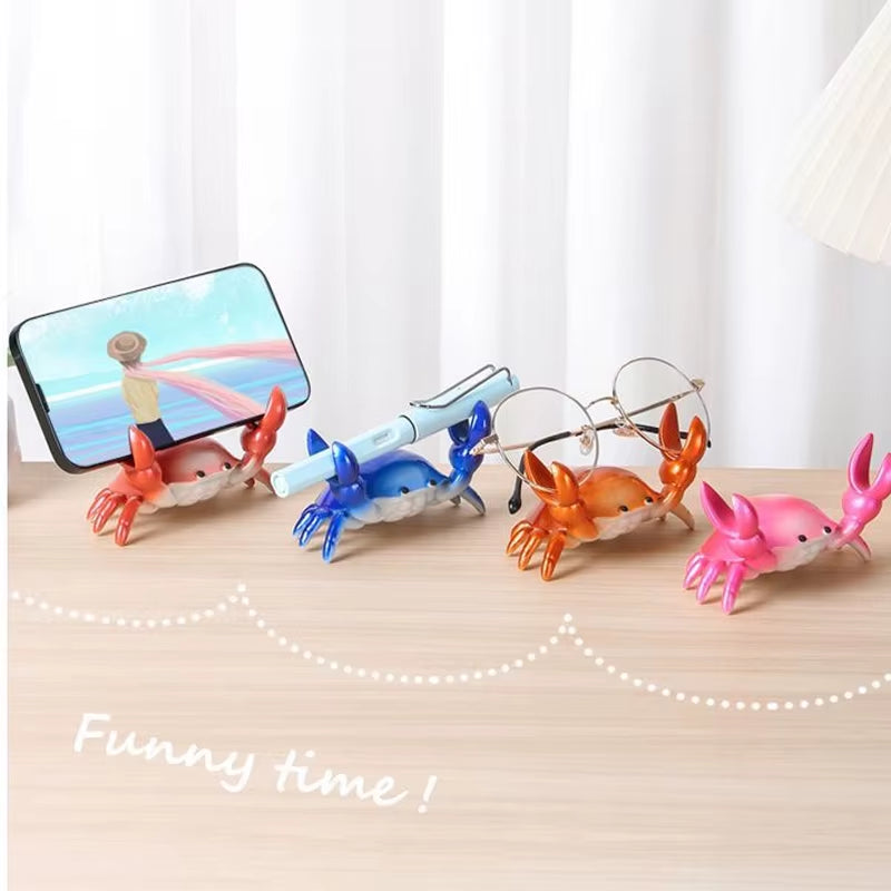 Creative Weightlifting Crab Pen Holder Desktop Phones Glasses Holding Stand Novelty Office Ornament Gifts