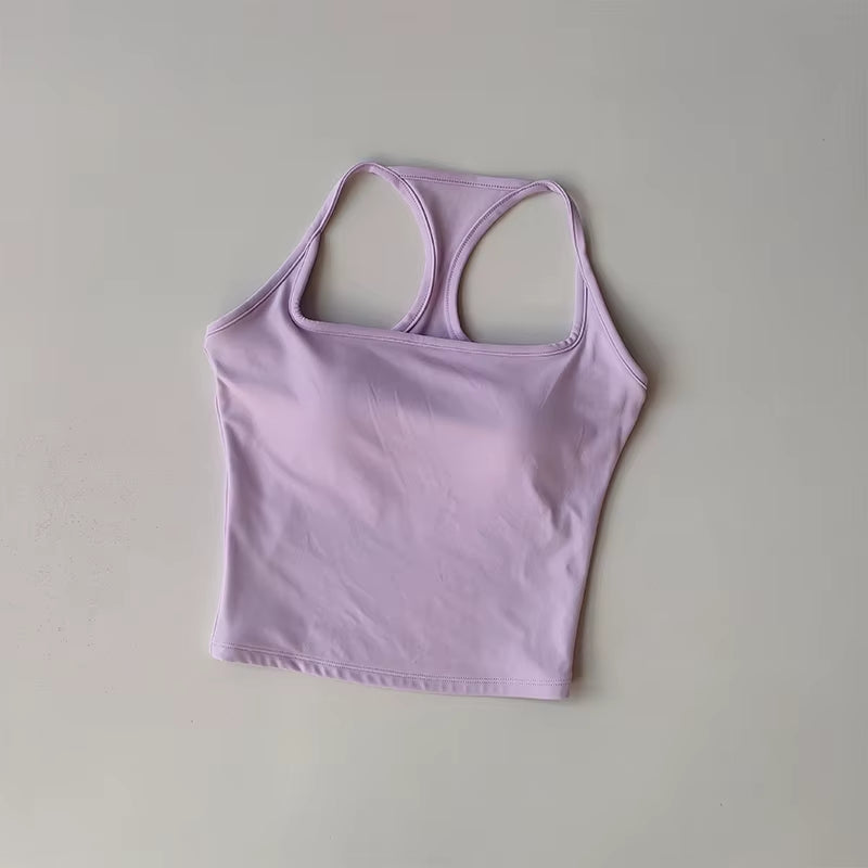 Professional Sports and Fitness Vest with Chest Pad - Summer Shockproof Yoga and Pilates Top
