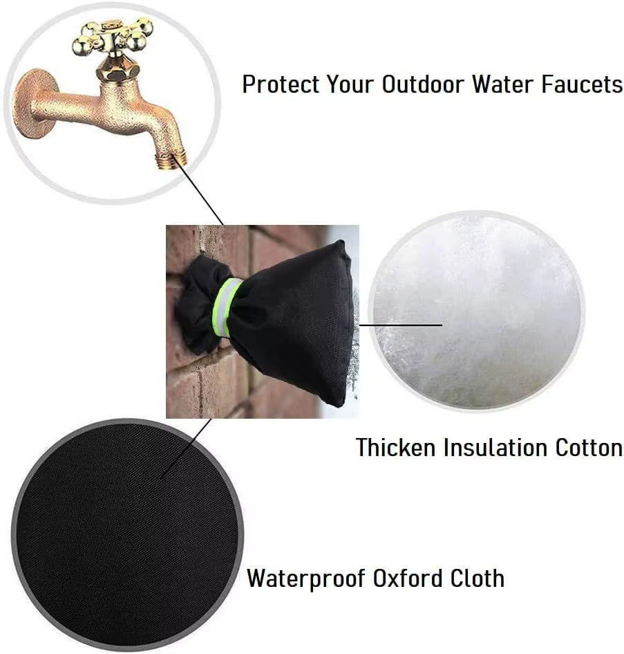 2Pcs, Outdoor Faucet Cover Socks for Winter Freeze Protection,Spigot Coverwith Reflective Strips, Thickened Anti-Freeze Outdoor