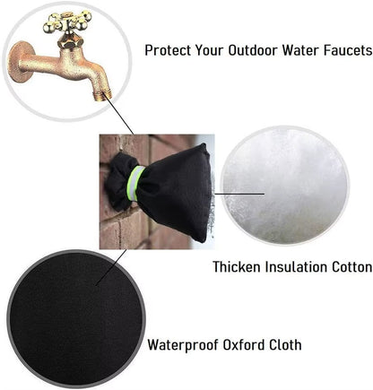 2Pcs, Outdoor Faucet Cover Socks for Winter Freeze Protection,Spigot Coverwith Reflective Strips, Thickened Anti-Freeze Outdoor