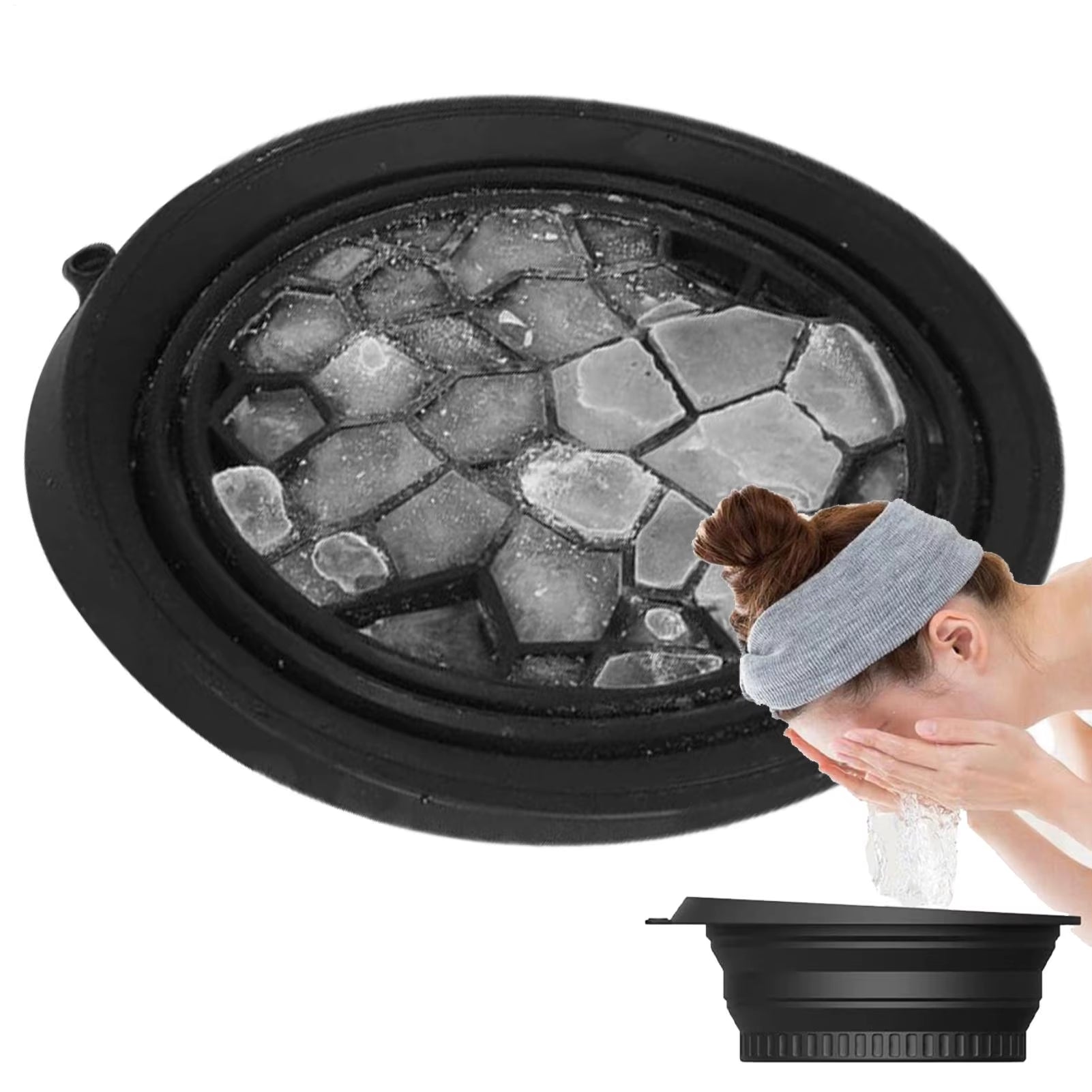 Silicone Ice Bowl for Facial Treatments - Reusable and Foldable Washing Basin for Ice Bath Skin Care and Home Use
