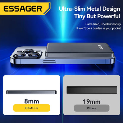 20W Magnetic Wireless Power Bank, 5000mAh Portable Fast Charging External Battery for MagSafe Compatible with iPhone 14/15/16/17