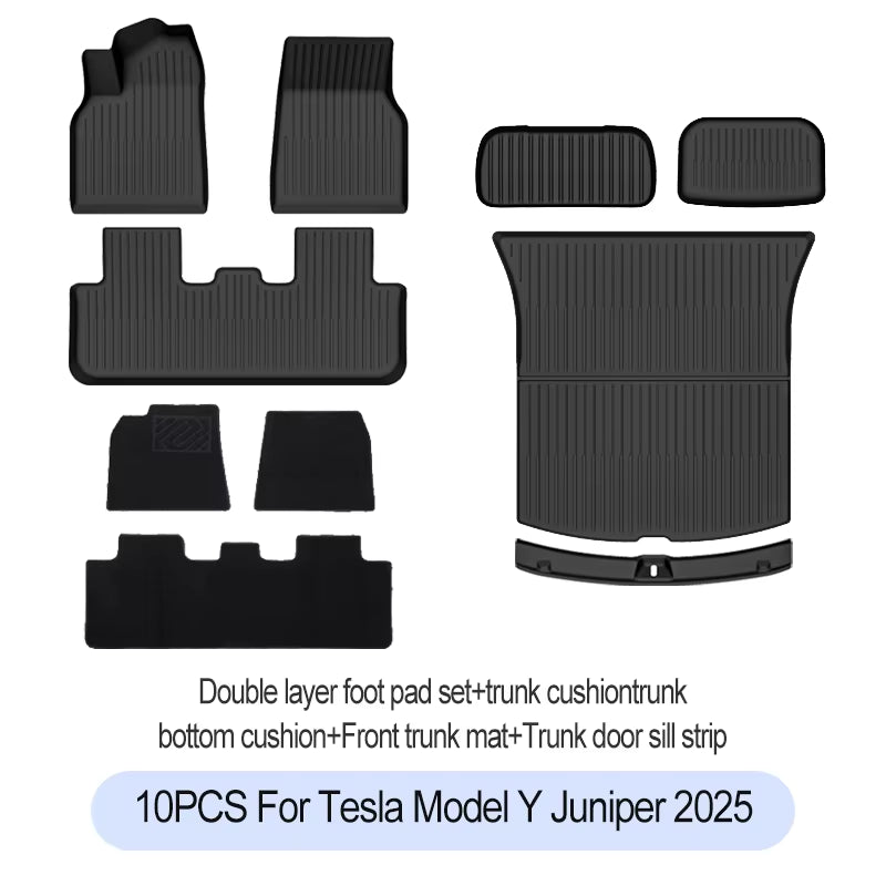 For Tesla New Model Y Juniper 2025+ TPE Floor Mats Waterproof Luggage Mat Wear-Resistant Foot Pads Modely Trunk Mats Accessories