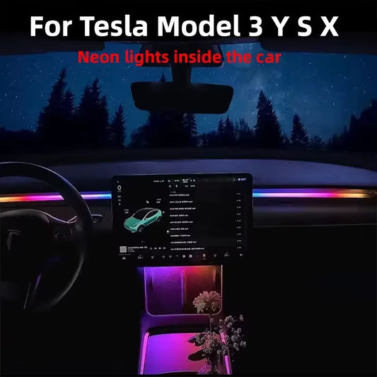 Dynamic RGB Ambient Lighting Module for Tesla Model 3/Y - 2-in-1 Dashboard Decorative LED with 60 Seconds Automatic Shut-off