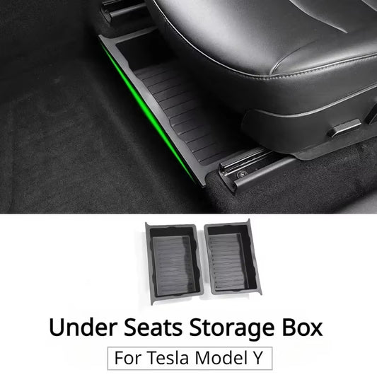 Underseat Storage Box for Tesla Model Y 2021-2024 Seats Drawer TPE Hidden Storage Tray Push Pull Car Organizer Car Accessories