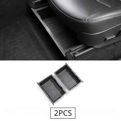 Underseat Storage Box for Tesla Model Y 2021-2024 Seats Drawer TPE Hidden Storage Tray Push Pull Car Organizer Car Accessories