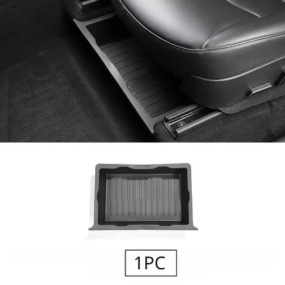 Underseat Storage Box for Tesla Model Y 2021-2024 Seats Drawer TPE Hidden Storage Tray Push Pull Car Organizer Car Accessories