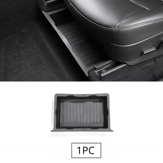 Underseat Storage Box for Tesla Model Y 2021-2024 Seats Drawer TPE Hidden Storage Tray Push Pull Car Organizer Car Accessories